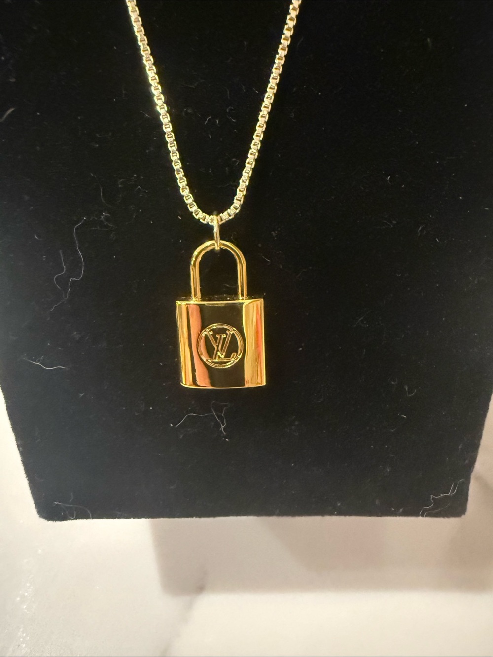Upcycled Louis Vuitton Gold Padlock Pendant Necklace